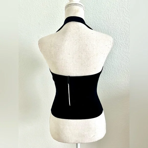 Alice + Olivia Black Halter Crop Top